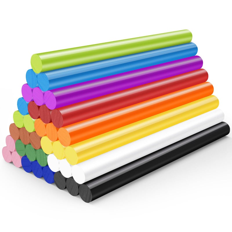 Enpoint Colored Hot Glue Sticks Full Size, Large Glue Sticks Bulk 36PCS, 0.43x4 for Paper/Plastic/Wood/Glass/Fabric/Metal, Car Repair Remover Crafting Tool Set - Image 1